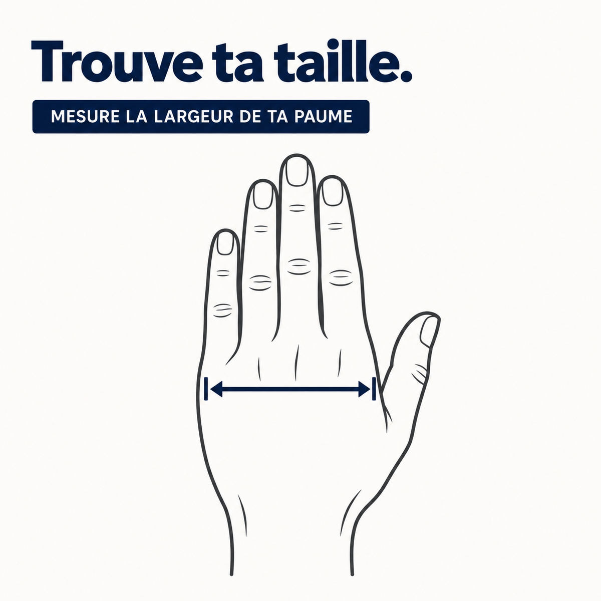Guide des tailles Thermo 3.0 OZOVIO - mesure la largeur de ta paume